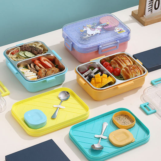 PEPLYF PESTO 2 Grid Lunchbox with Container | Stainless Steel |800ml