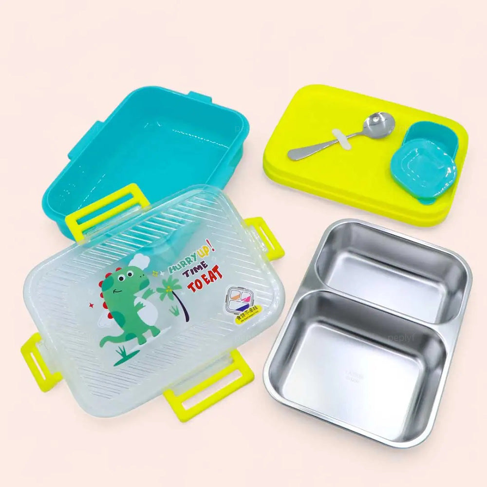 PEPLYF PESTO 2 Grid Lunchbox with Container | Stainless Steel |800ml