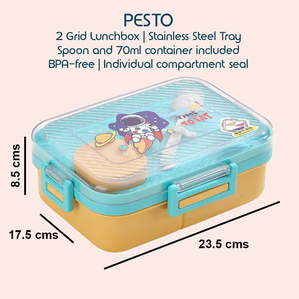 PEPLYF PESTO 2 Grid Lunchbox with Container | Stainless Steel |800ml