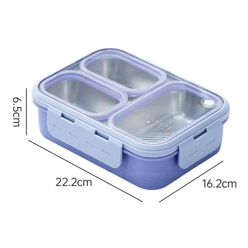 Lunchbox 3 Grid - Spill proof - Stainless Steel