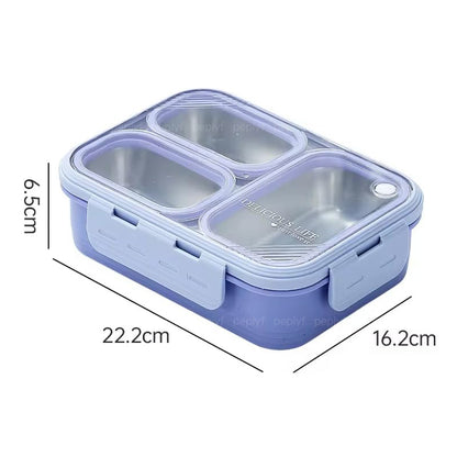 Lunchbox 3 Grid - Spill proof - Stainless Steel