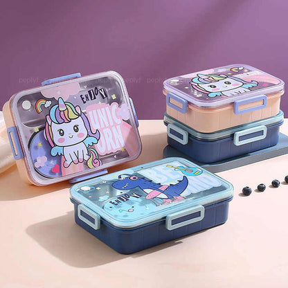 Dino - Unicorn Lunchbox (4 Compartment) Spill proof