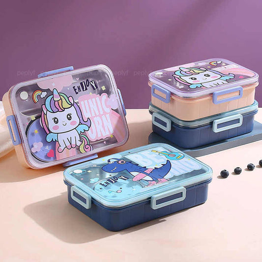 Dino - Unicorn Lunchbox (4 Compartment) Spill proof