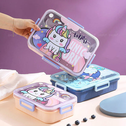 Dino - Unicorn Lunchbox (4 Compartment) Spill proof