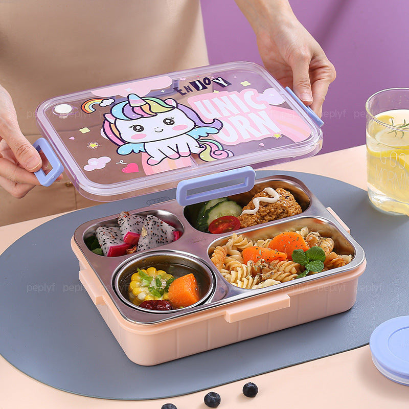 Dino - Unicorn Lunchbox (4 Compartment) Spill proof