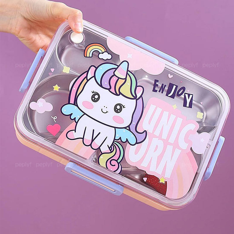 Dino - Unicorn Lunchbox (4 Compartment) Spill proof