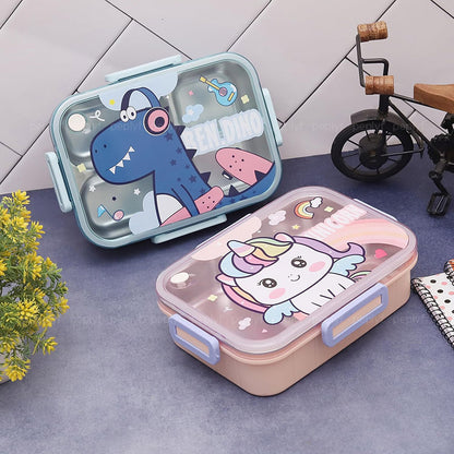 Super Meal Lunchbox | 750ml | 3 Grid | Spill Proof | Dino & Unicorn