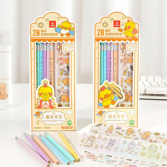 Drawing Pencil Set with Kawaii Stickers