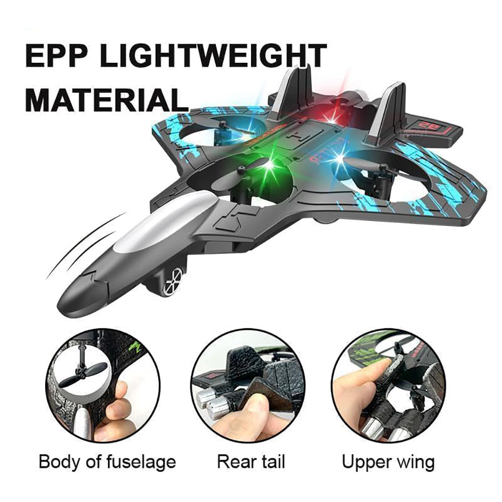 Flyway 2in1 RC Jet and Mini Quadcopter 360° Flip Stunt, Easy-to-Fly Remote Control Plane for Kids