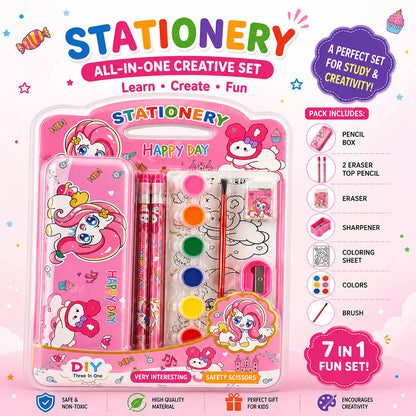 All in One Creative Stationery Set | 7 in 1 | Kids Stationery Set for School