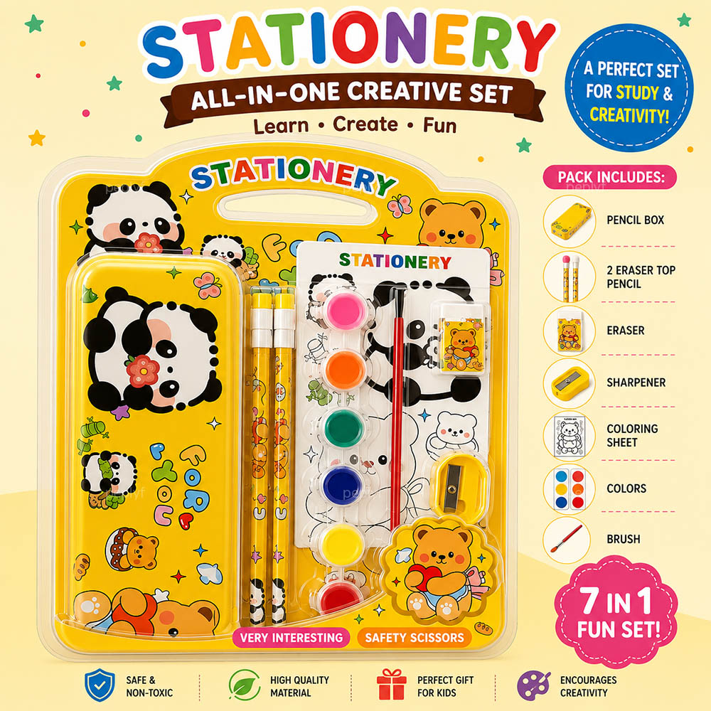 All in One Creative Stationery Set | 7 in 1 | Kids Stationery Set for School