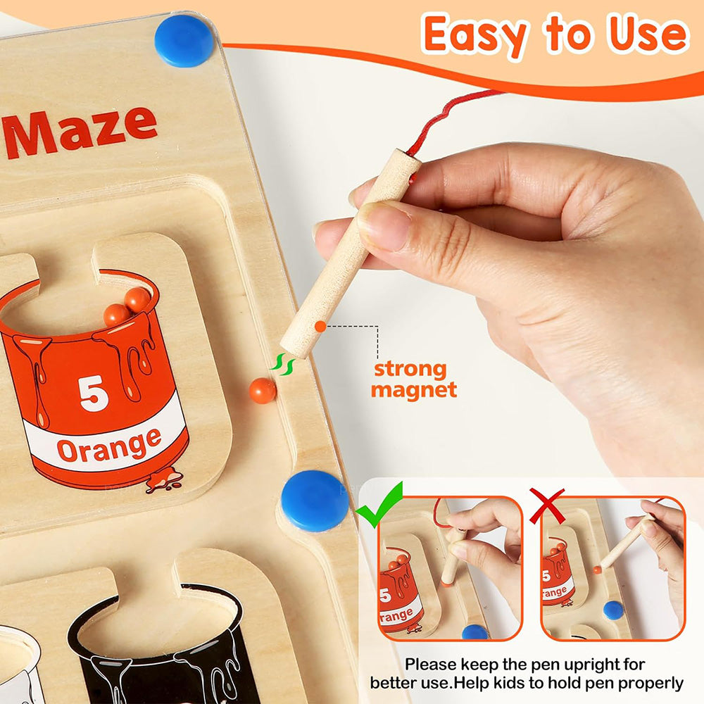 Fun-n-Learn Magnetic Maze Game - Wooden (Kids Educational Toy)