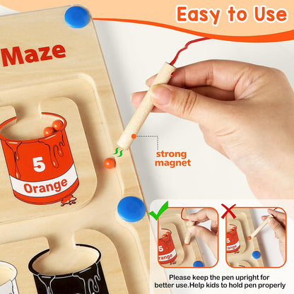 Fun-n-Learn Magnetic Maze Game - Wooden (Kids Educational Toy)