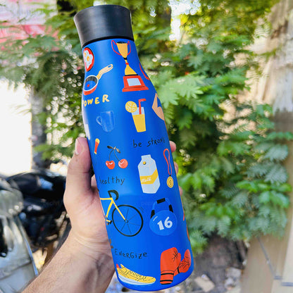 Sportzy Twister Stainless Steel Single Walled Water Bottle (750ml) - Wide Mouth