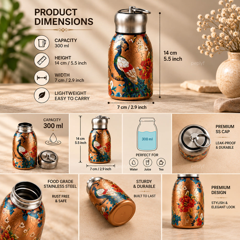 Aura Mini | Insulated Stainless Steel Bottle | 300ml | Hot-n-Cold | Leakproof (Assorted Prints)